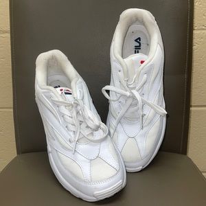 White and Tan Fila Sneakers